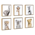 thumbnail image 2 of Kate and Laurel Sylvie Safari Animal Collection Framed Canvas Wall Art by Amy Peterson Art Studio, Set of 6, 13x13 Natural, Decorative Animal Art for Wall, 2 of 8