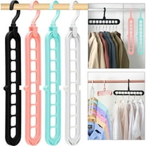 4 Pack Clothes Hanger Organizer, 9 Holes Rotate Anti-Skid Folding Hanger with Multifunction Space Saving and Cascading Features for Heavy Clothes, Shirts Pants Dresses Coats
