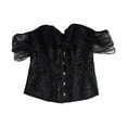 thumbnail image 3 of Feancey Lace Off The Shoulder Corset Tops for Women Sheer Sleeves Bustiers Tie-Up Back Waist Cincher Halloween Costume Shaperwear Top Black S, 3 of 10
