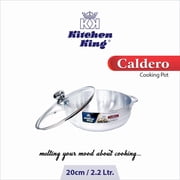 Caldero Pot Metal Finish with Glass Lid | 20cm / 8