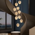 thumbnail image 3 of Modern Staircase Chandelier 10-Light High Ceiling Entrance Long Chandelier with Glass Shade Gold for Living Room Stair Entryway Hallway Foyer H78.7''X D15.7'', 3 of 9