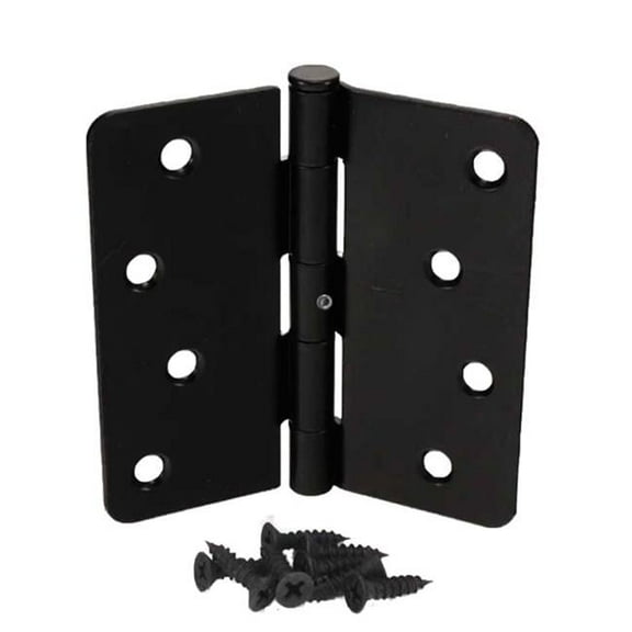 Hager Hinge RC17494L114 4 x 4 in. 0.25 in. Radius Full Mortise Residential Plain Bearing Template Hinge, Flat Black