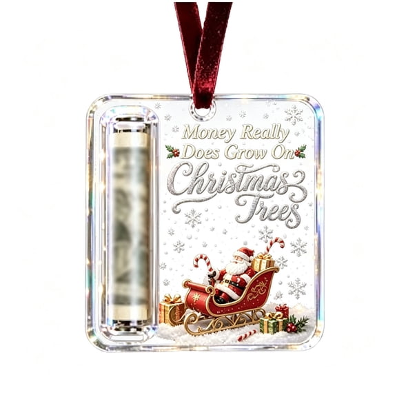 BingTong Christmas Cash Gift Holder Ornament,Crystal-Clear Christmas Money Holders for Cash,Funny Holiday Xmas Tree Hanging Ornaments Decor,Gifting Cash Birthday Graduation Gifts,Y