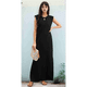thumbnail image 4 of Vestido Maxi de Verano para Mujer, Informal, Holgado, con Abertura, Sin Arrugas, con Cuello Redondo y Bolsillos, Color Negro, 2025, Talla M, 4 of 9
