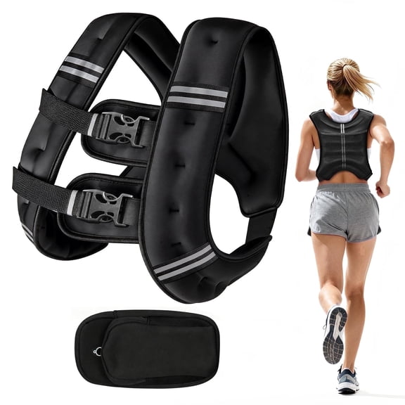 DQQKMM Adjustable Weighted Vests, 11lb Strength Training Weight Vests with Detachable Phone Pouch for Workout Vest