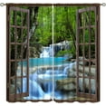 thumbnail image 1 of Nature Kitchen Curtains Landscape Theme Spring Forest Lake Mist Mountain Scenery Scene Design Print Pattern Rod Pocket Waterproof Window Drapes for Bathroom Bedroom Office 2 Panels 26 x 36 Inch, 1 of 5