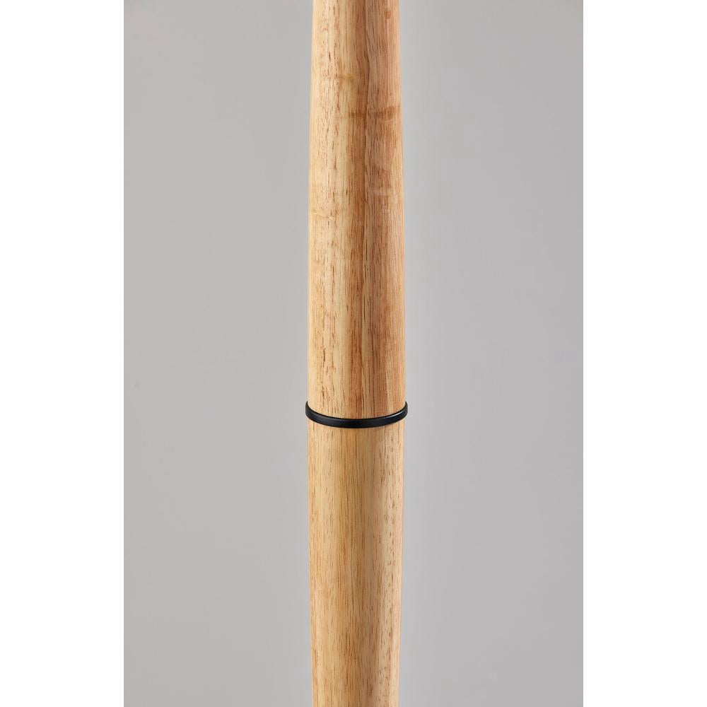 Adesso Cayman 63" Coastal Black & Natural Wood Standard Lamps Floor Lamp with Natural with Black Trim Shades