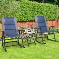 thumbnail image 4 of Costway 3PCS Folding Bistro Set Rocking Chair Cushioned Table Garden Blue, 4 of 10
