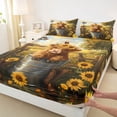 thumbnail image 3 of Homewish Animal Highland Cow Twin Sheet Sets 3pcs for Boys Girls,Chic Floral Sunflowers Twin Fitted Sheet Microfiber,Vintage Farmhouse Cattle Breathable Flat Sheet,Breathable Home Decor, 3 of 7