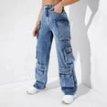 thumbnail image 3 of 2026 New Fashion Women's Jeans Cargo Pants High Waist Flap Pockets Loose Fit Women's Pants, 3 of 6