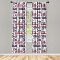 thumbnail image 2 of Ambesonne London 4-Panel Curtains, City Landmarks Sketch, 56"x63", Pale Blue Eggplant, 2 of 4