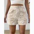 thumbnail image 6 of Women's Floral Jacquard Shorts High Waisted Wide Leg Casual Pants Summer Fashion Jeans with Pockets, 6 of 6