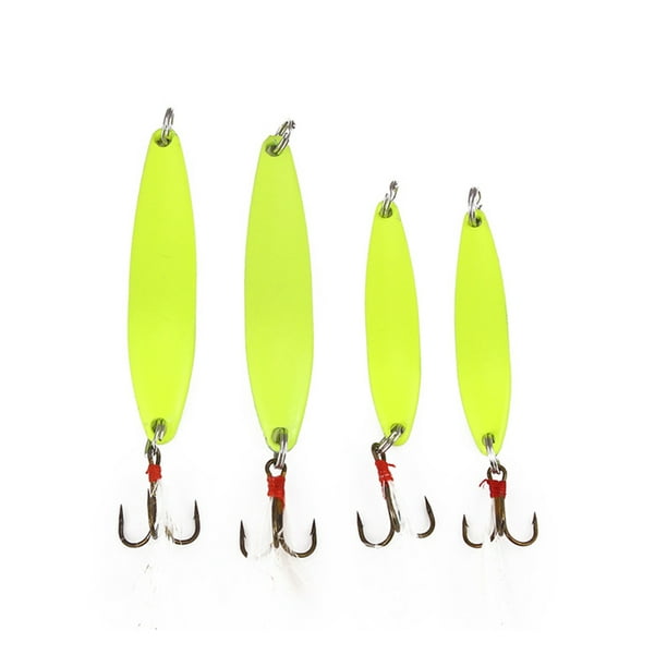 4Pcs Creative Fish Bait Luminous Sequins Lure Bait Light Green Hard Fake  Bait Fishing Lures for Fishing(5g and 7g and 10g and 13g ) 