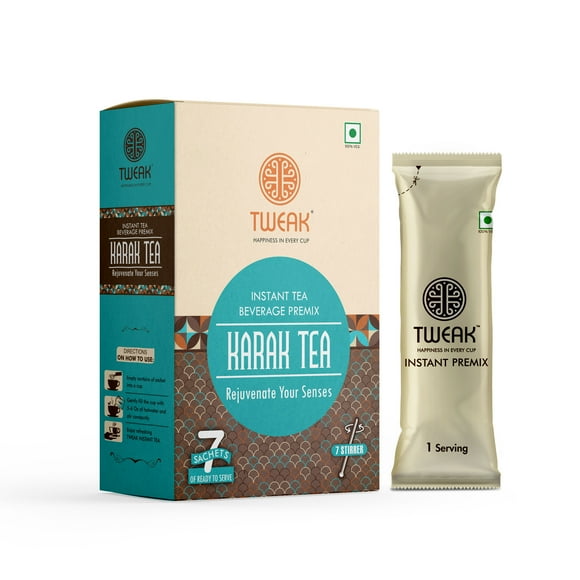 Tweak Karak Tea (Chai) Instant Premix 3-in-1 | Authentic Indian Chai Latte | 7 Sachets | Ready in Seconds | No Artificial Flavors