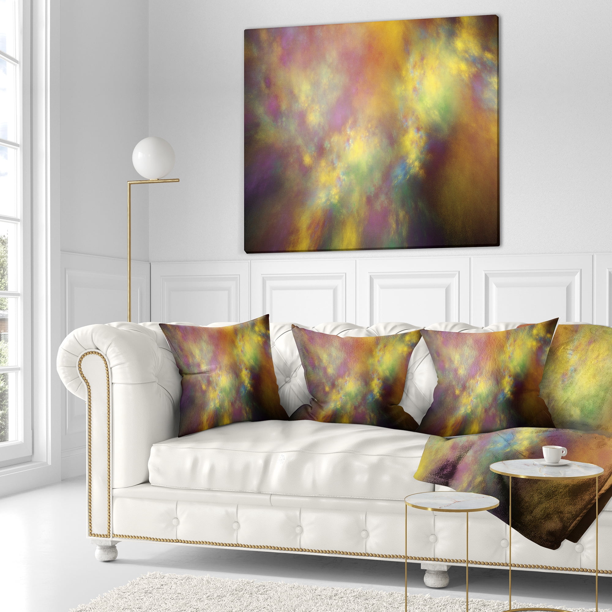 Designart Perfect Yellow Starry Sky - Abstract Throw Pillow - 18x18
