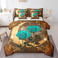 thumbnail image 1 of YST Lit Rose Turquoise en Sac, 7 Pcs, Ensemble de Couette, Grand, 1 of 5