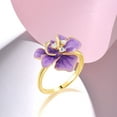 thumbnail image 5 of Santuzza Peony Ring 925 Sterling Silver White Cubic Zirconia Enamel Purple Flower Statement Ring for Women, 5 of 5