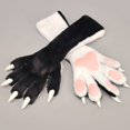 thumbnail image 5 of Byfri Black and White Plush Cat Claw Gloves, Cartoon Kitten Paw Full Finger Mittens for Themed Events, Black White One Size 40x15cm, 5 of 7
