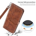 thumbnail image 2 of Wallet Case Designed for Apple iPhone 12 Pro Max - 6.7 inch for Women Men,Flip Folio Cover with Tree Embossed PU Leather Kickstand Credit Card Holder Slots Magnetic Wrist Strap Phone Case, Brown, 2 of 10