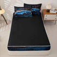 thumbnail image 4 of Homewish Teens Blue Sport Car Zipper Twin Comforter Sets with Fitted Sheet and 2 Pillowcases,Rally Race Fast Car Zipper Bedding Set,4-Piece,Black Reversible, 4 of 6