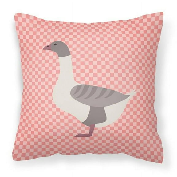 Carolines Treasures BB7901PW1414 Buff Grey Back Goose Pink Check Fabric Decorative Pillow, 14 x 14 in.