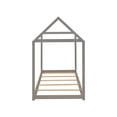 thumbnail image 6 of Harper & Bright Designs Twin Size Wooden House Bed with Roof, House Bed Frame Twin Size Floor Bed, Poppy House Wood Bed, Platform Bed, Can Be Decorated for Girls, Boys, Gray, 6 of 12