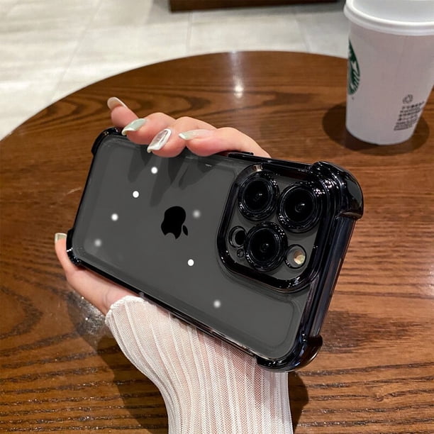 Funda de acrílico duro a prueba de golpes para iPhone, carcasa transparente de silicona suave para iPhone 13, 12, 11, 14 Pro Max, 14 Plus, 13 ProFor iPhone 14&Caso y Protector de Pantalla Gao Jinjia LED