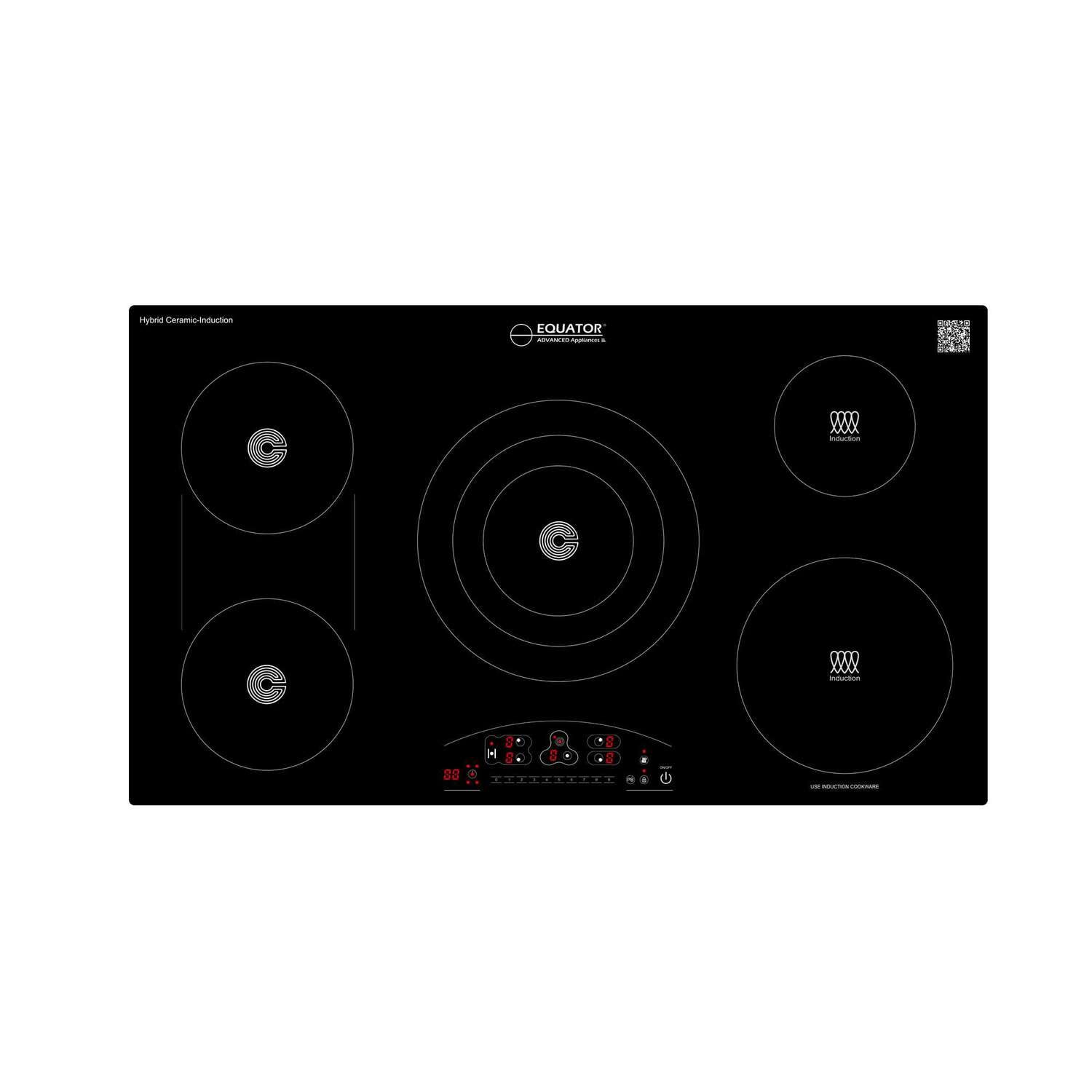 Equator Advanced Appliances 36" Electric Hybrid CERAMIC-INDUCTION 5 Burner Cooktop 220V