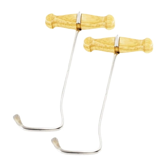 2pcs Tiradores de botas Gancos de arranque Práctico con mango de madera Tirante de botas sin esfuerzo para remolqueros de botas de vaquero Boot