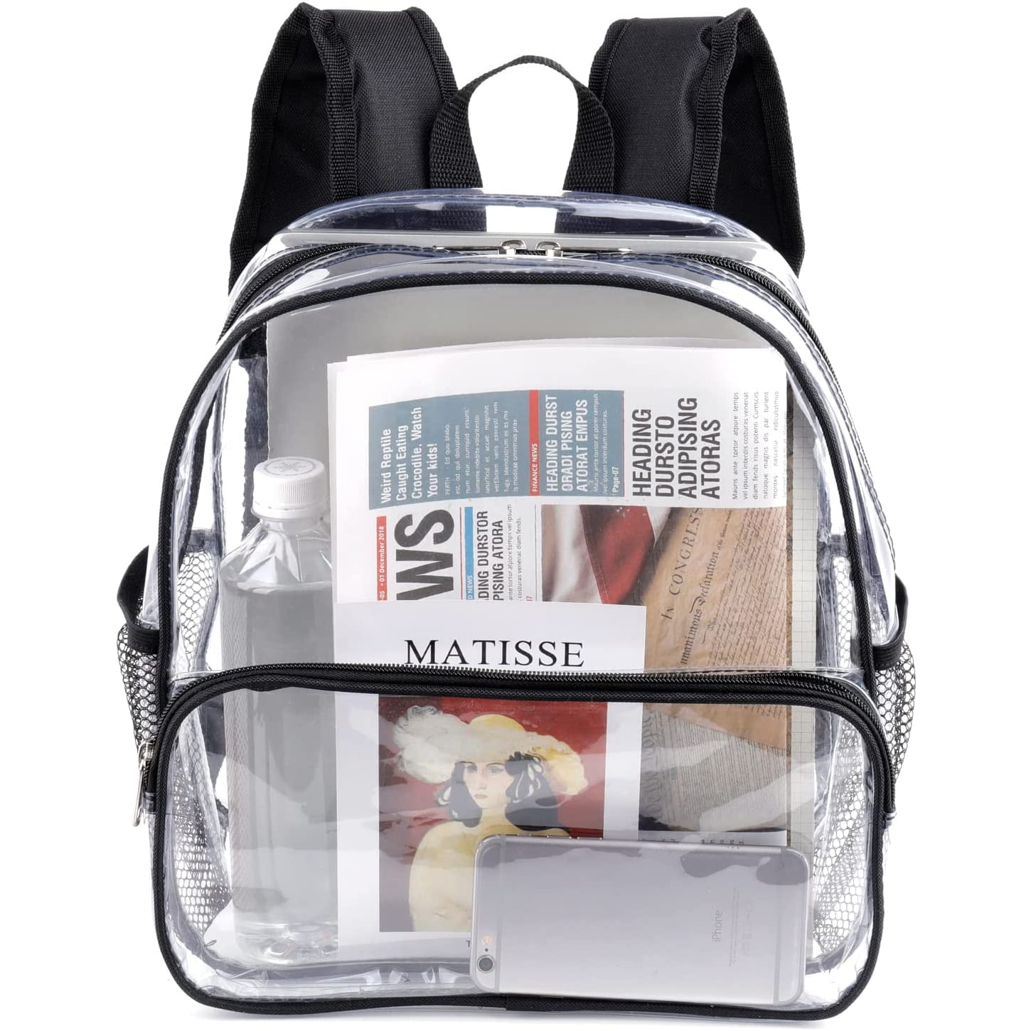 Mini Clear Backpack 12x12x6 Stadium Approved See Through Transparent Heavy Duty Waterproof PVC Backpacks for School Concert 