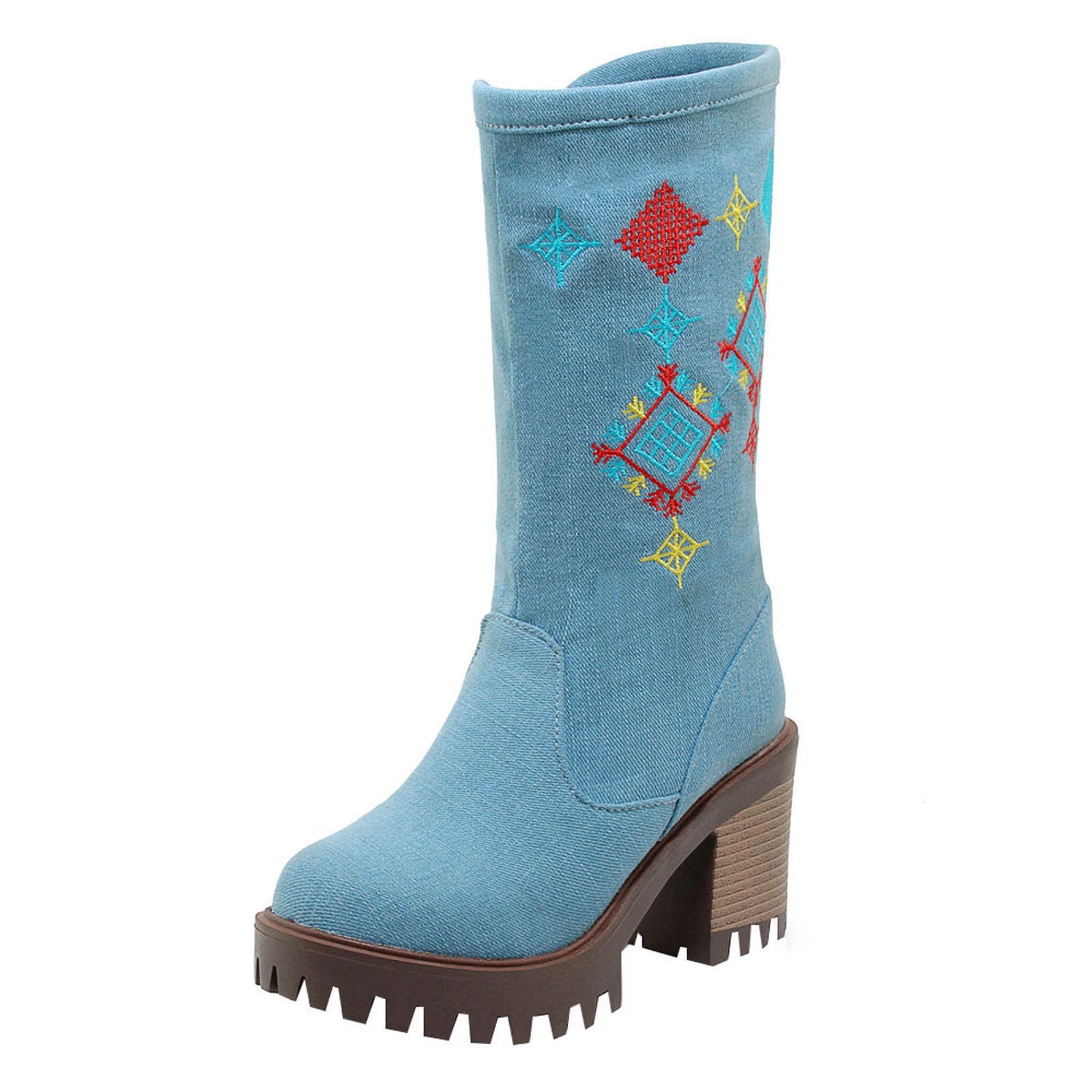 Summer Saving Clearance AXXD Mid-Calf Boots, Ladies Cowboy Boots Slip On Shoes Women Christmas Over-the-Knee 2024 Fall Boots For Women 2024 Comfort Boots For Clearence