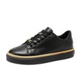 thumbnail image 2 of Willtoo Womens Faux Leather Platform Lace Up Sneaker Low Top Chain Accent Fashion Footwear Smooth Solid Color Chunky Sole Daily Footwear, 2 of 5