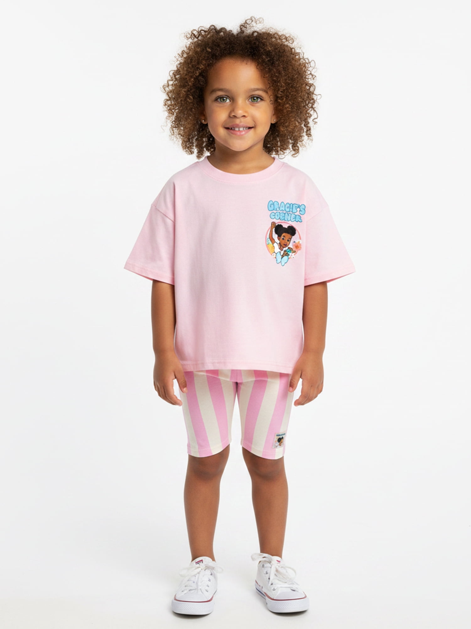 Gracie's Corner Toddler Girls Hearts Graphic Tee and Shorts Set, 2-Piece, Sizes 12M-5T