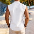 thumbnail image 4 of hotojiny Men's Sleeveless Shirt Casual Button down Shirt Breathable Fitted Collared Summer Beach Vacation Tops with Pocket, 4 of 7