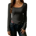 thumbnail image 2 of Hearthz Long Sleeve Shirt Women Scoop Neck Base Layer Top Women Slim Fit Basic Undershirts Underscrub Baselayer, 2 of 4