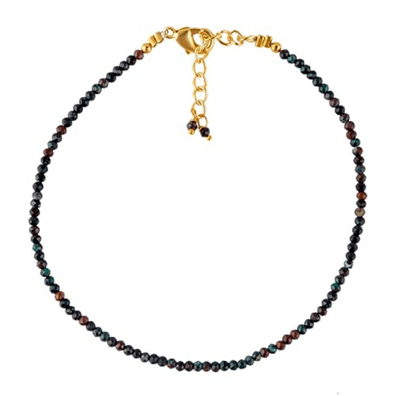 Chrysocolla 2-2.5mm Round Shape Faceted Cut Beads 7 inch Adjustable Gold Plated Clasp Bracelet for men, women, unisex. Link Chain Stacking Bracelet.|LINK_02001
