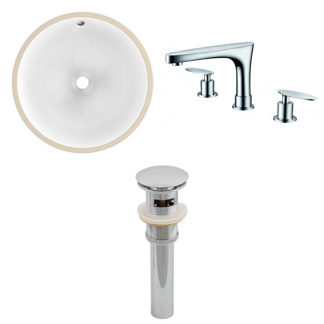 16.5-in. W CUPC Round Bathroom Undermount Sink Set In White - Chrome Hardware - Overflow Drain Incl. AI-12937
