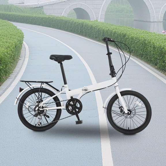 Folding Bike Foldable Bicycle with 7 Speed Gears 20-inch Wheels Easy Folding City Bicycle with Disc Brake