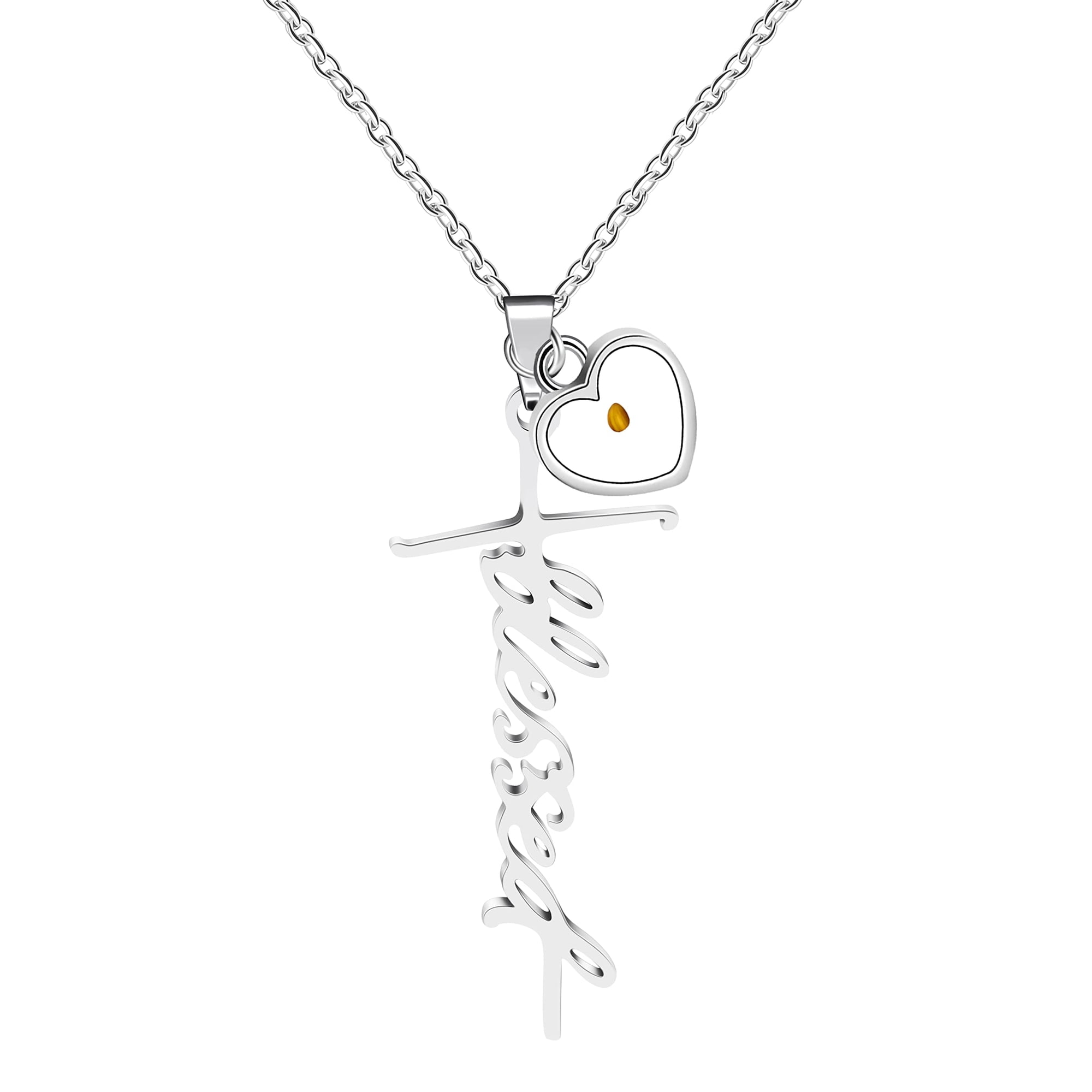 Initial Blessed Cross Pendant Necklace with Heart Mustard Seed Stainless Steel Christian Jewelry Gifts Y1926