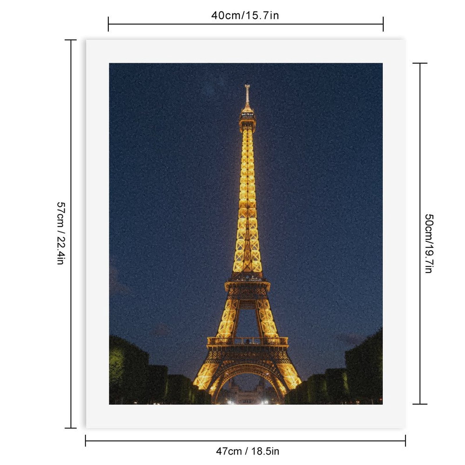 Paint By Numbers Kit for Adults Beginner - Eiffel Tower Night View Illuminated DIY Canvas Painting Kits for Adults, Frameless Paint By Number for Adults for Home Wall Decor 16x20 Inch
