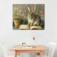 thumbnail image 2 of Nawypu  Reading Rabbit On Book Wall Art Canvas Prints Bunny Flower Painting Artwork Spring Easter Print Poster Wall Decor for Living Room Kitchen Bathroom Decor, 2 of 6