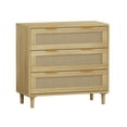 thumbnail image 4 of Aukfa 3 Drawer Dresser Nightstand with Rattan Storage Drawer for Bedroom Living Room, Oak, 4 of 7