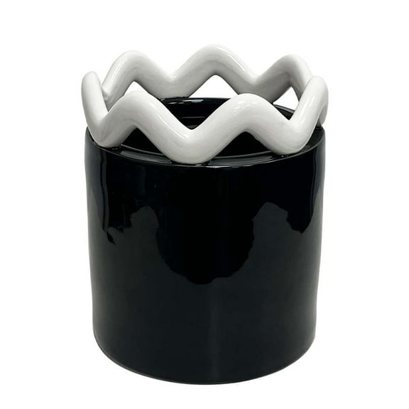 Mainstays Peyson Round Black Ceramic Planter, 6 in x 6 in x 6.9 in