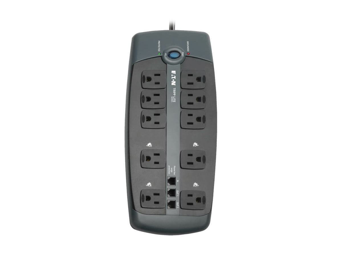 Tripp Lite, TRPTLP1008TEL, 10-Outlet Surge Protector, 1 Each, Silver