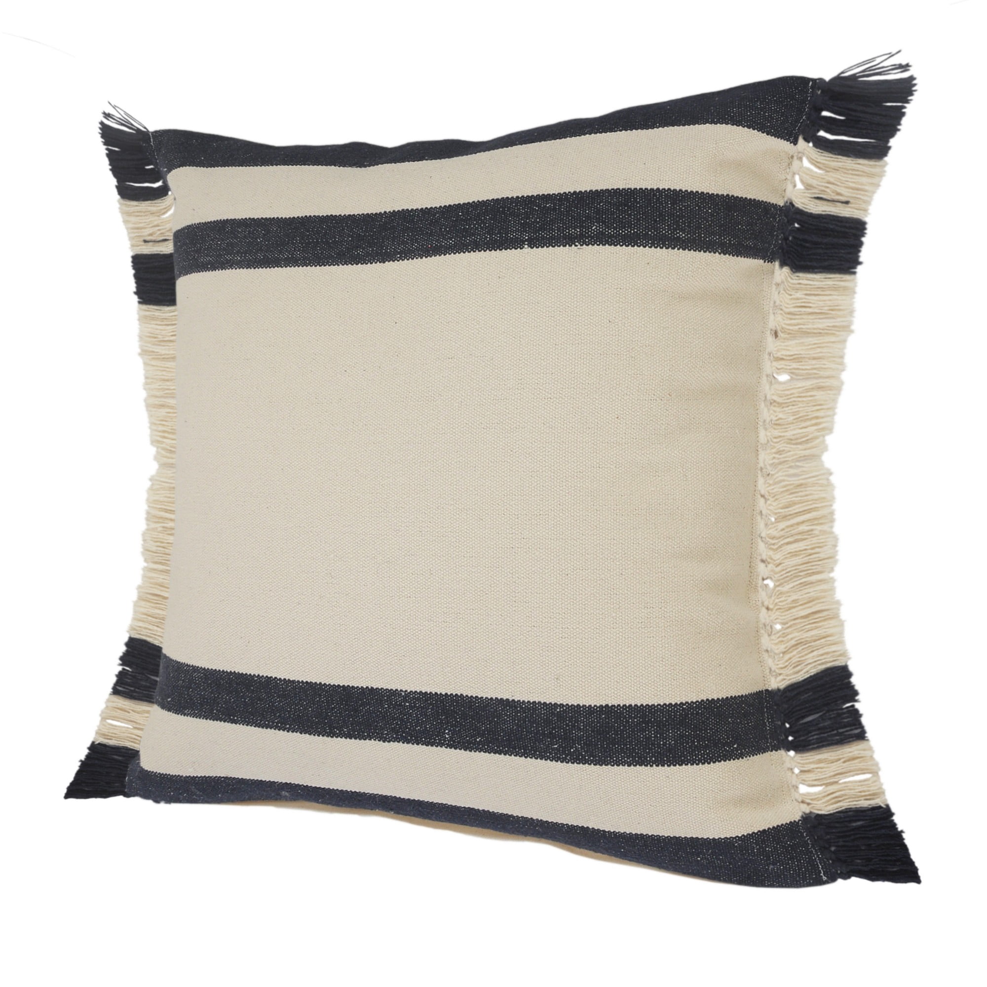 Harlow Hill Ensign Blue/White/Linen Striped Modern Cotton Polyfilled Throw Pillow Set of 2, 20" x 20"