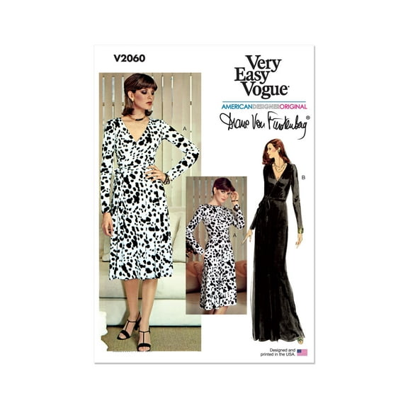 Vogue Sewing Pattern 2060 - 1970s Misses' Reversible Front and Back Wrap Dress by Diane Von Furstenberg, Size: Y5 (18-20-22-24-26)