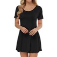 thumbnail image 1 of Robe Mini Ligne A à Manches Courtes et Col Rond pour Femmes, 1 of 3
