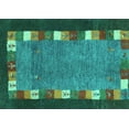 thumbnail image 1 of Ahgly Company Machine Washable Indoor Rectangle Abstract Turquoise Blue Contemporary Area Rugs, 2' x 4', 1 of 4