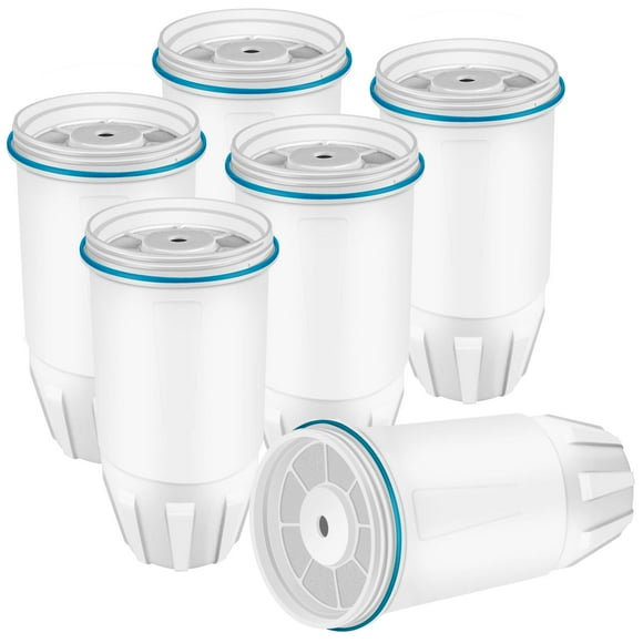 Upgraded Water Filter Replacement Fits for ZERO Pitcher, 6 Pack Water Filters Replacement for ZR-001, ZR-017, ZD-010RP, ZP-010, 5 Stage Filter System, Reduce Lead, T
