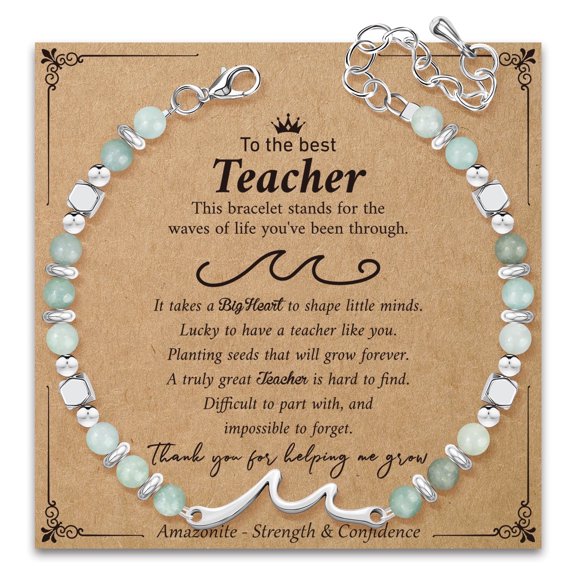 Elphaba Galinda Teacher Appreciation Gifts for Women, Teacher Gifts Amazonite Bracelet with Wave for Appreciation Week from Student